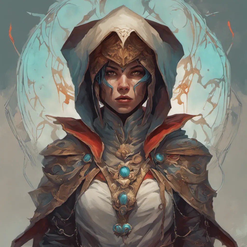 Kassandra white hooded assassin, Highly Detailed, Vibrant Colors, Ink Art, Fantasy, Dark by Peter Mohrbacher