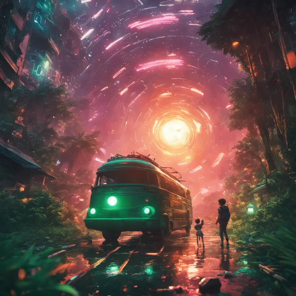 Studio ghibli, rocket explosion, jungle, solar, green technology, optimist future, 8k, Bokeh effect, Cinematic Lighting, Iridescence, Vibrant by Beeple, Dan Mumford, Greg Rutkowski, WLOP