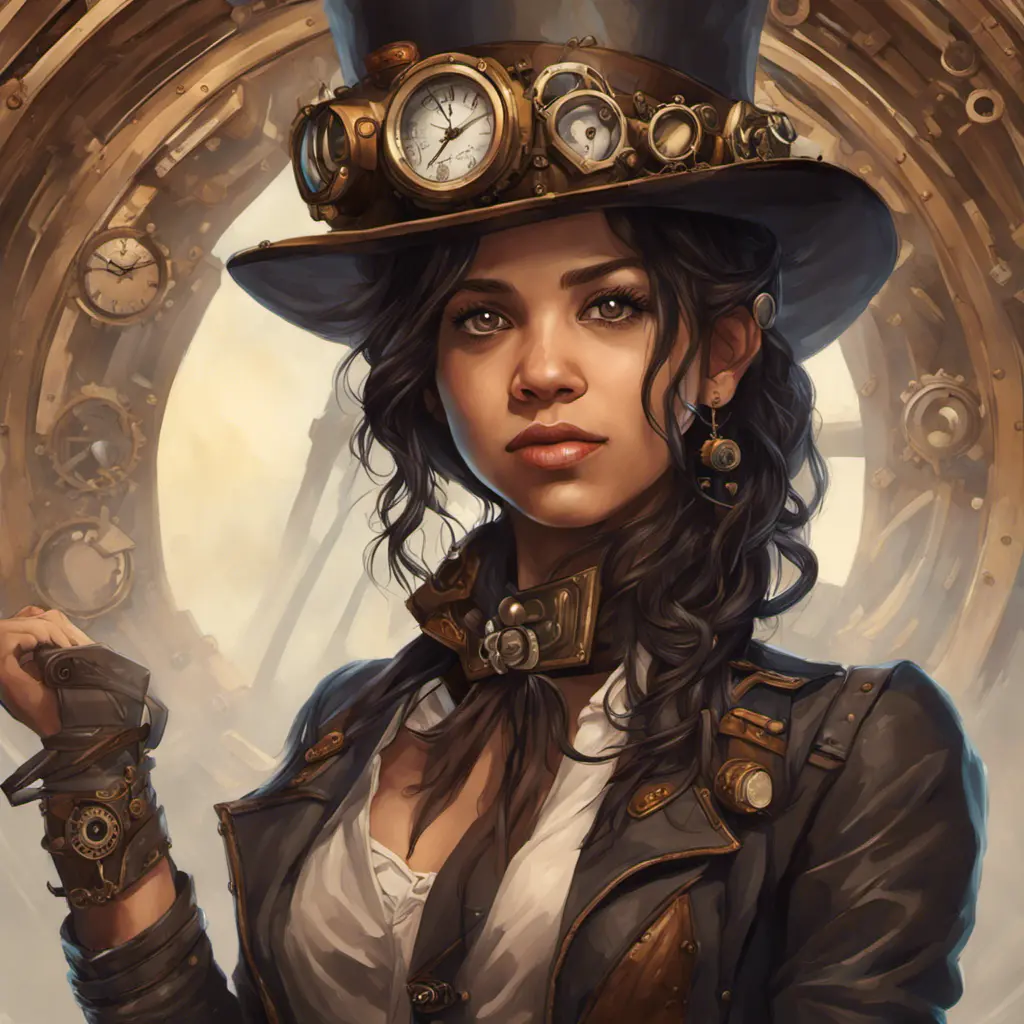 Steampunk portrait of Jenna Ortega, Highly Detailed, Intricate, Artstation, Beautiful, Digital Painting, Sharp Focus, Concept Art, Elegant