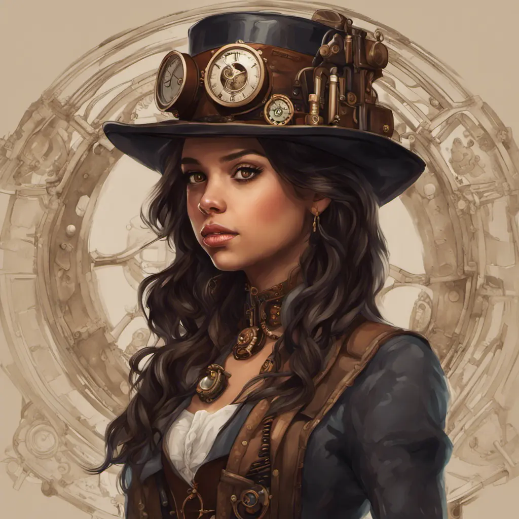 Steampunk portrait of Jenna Ortega, Highly Detailed, Intricate, Artstation, Beautiful, Digital Painting, Sharp Focus, Concept Art, Elegant