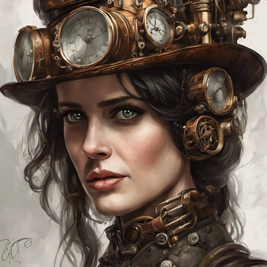 Steampunk portrait of Eva Green, Highly Detailed, Intricate, Artstation, Beautiful, Digital Painting, Sharp Focus, Concept Art, Elegant