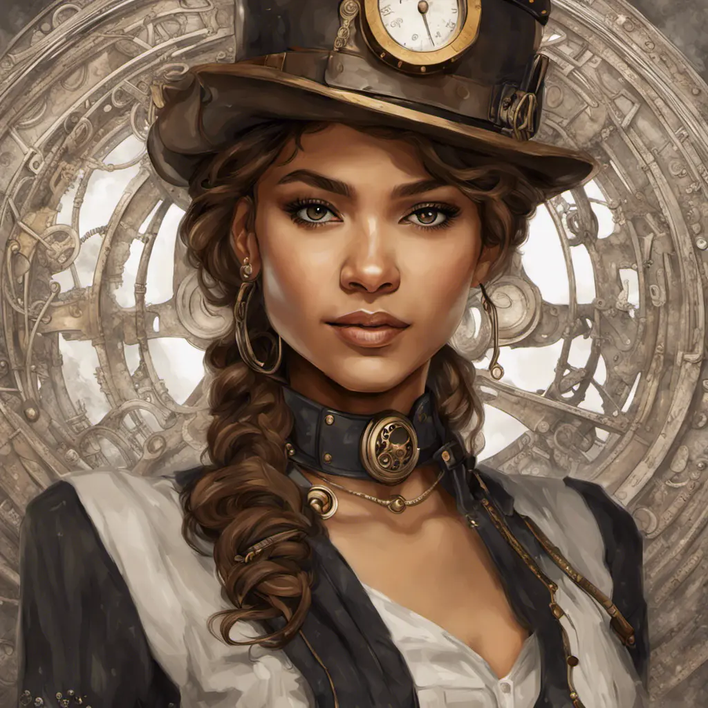 Steampunk portrait of Zendaya, Highly Detailed, Intricate, Artstation, Beautiful, Digital Painting, Sharp Focus, Concept Art, Elegant