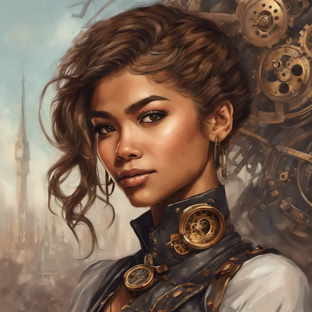 Steampunk portrait of Zendaya, Highly Detailed, Intricate, Artstation, Beautiful, Digital Painting, Sharp Focus, Concept Art, Elegant