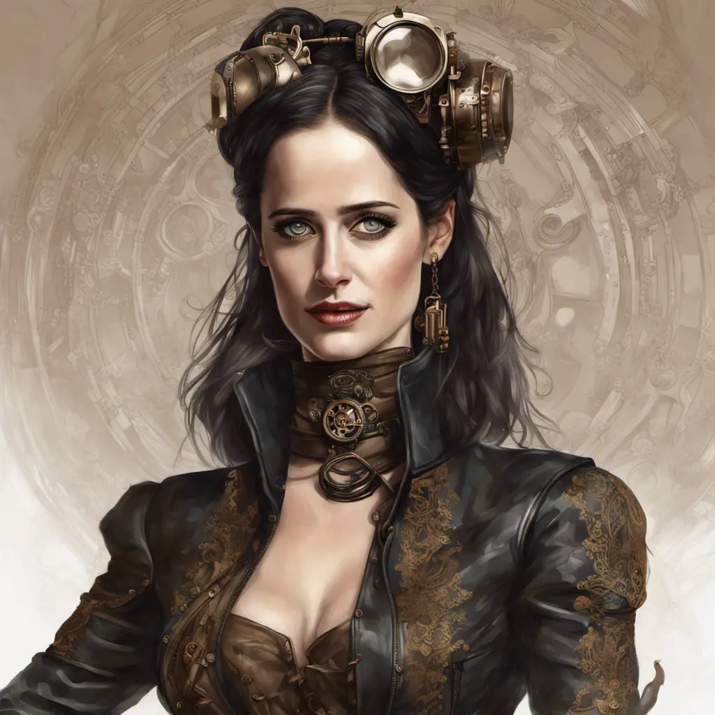 Steampunk portrait of Eva Green, Highly Detailed, Intricate, Artstation, Beautiful, Digital Painting, Sharp Focus, Concept Art, Elegant