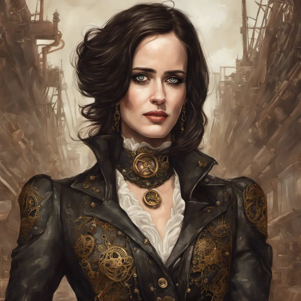 Steampunk portrait of Eva Green, Highly Detailed, Intricate, Artstation, Beautiful, Digital Painting, Sharp Focus, Concept Art, Elegant