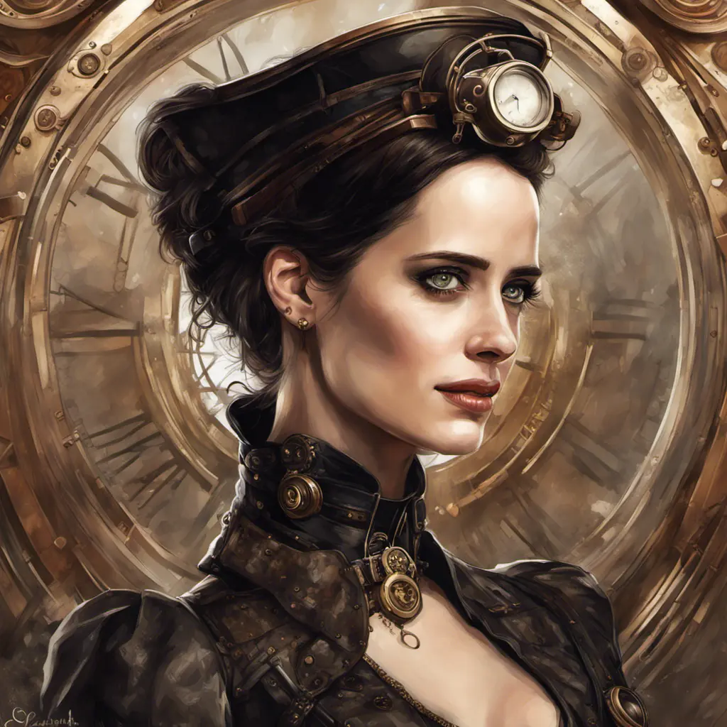 Steampunk portrait of Eva Green, Highly Detailed, Intricate, Artstation, Beautiful, Digital Painting, Sharp Focus, Concept Art, Elegant