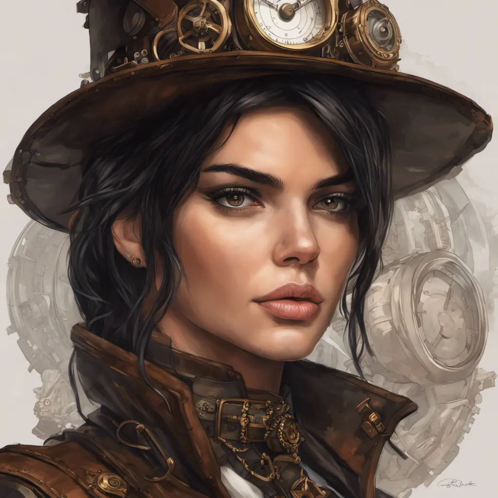 Steampunk portrait of Kendall Jenner, Highly Detailed, Intricate, Artstation, Beautiful, Digital Painting, Sharp Focus, Concept Art, Elegant