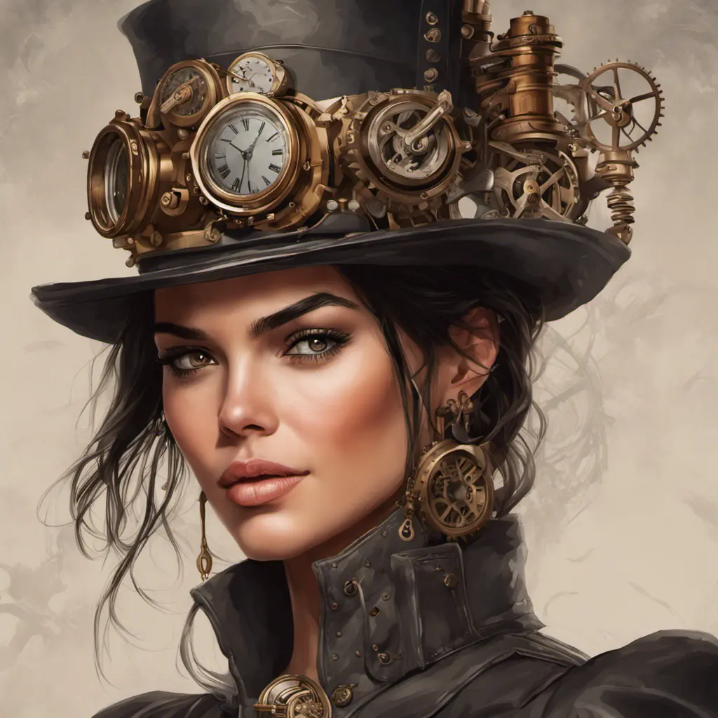 Steampunk portrait of Kendall Jenner, Highly Detailed, Intricate, Artstation, Beautiful, Digital Painting, Sharp Focus, Concept Art, Elegant