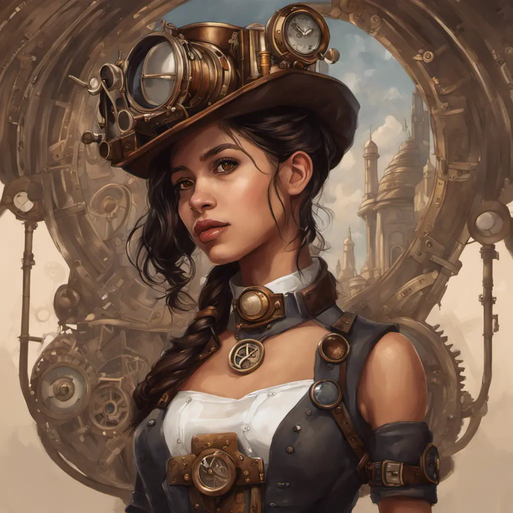 Steampunk portrait of Jenna Ortega, Highly Detailed, Intricate, Artstation, Beautiful, Digital Painting, Sharp Focus, Concept Art, Elegant