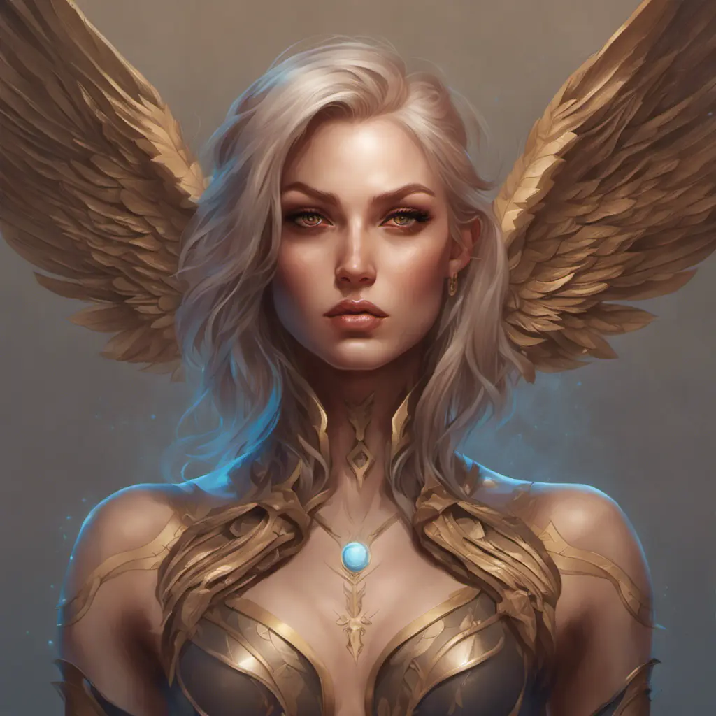 Matte portrait of Kayle with tattoos, 8k, Highly Detailed, Powerful, Alluring, Artstation, Magical, Digital Painting, Photo Realistic, Sharp Focus, Volumetric Lighting, Concept Art by Stanley Artgerm Lau, Alphonse Mucha, Greg Rutkowski