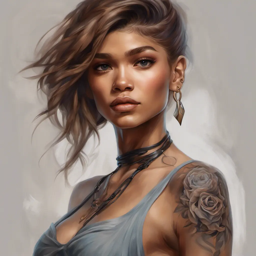 Matte portrait of Zendaya with tattoos, 8k, Highly Detailed, Powerful, Alluring, Artstation, Magical, Digital Painting, Photo Realistic, Sharp Focus, Volumetric Lighting, Concept Art by Stanley Artgerm Lau, Alphonse Mucha, Greg Rutkowski