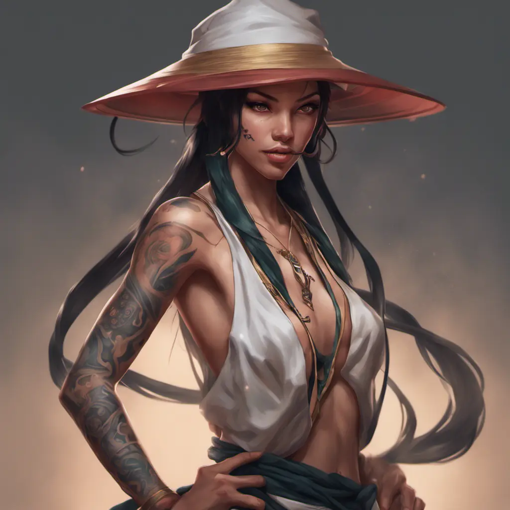 Matte portrait of Akali with tattoos, 8k, Highly Detailed, Powerful, Alluring, Artstation, Magical, Digital Painting, Photo Realistic, Sharp Focus, Volumetric Lighting, Concept Art by Stanley Artgerm Lau, Alphonse Mucha, Greg Rutkowski