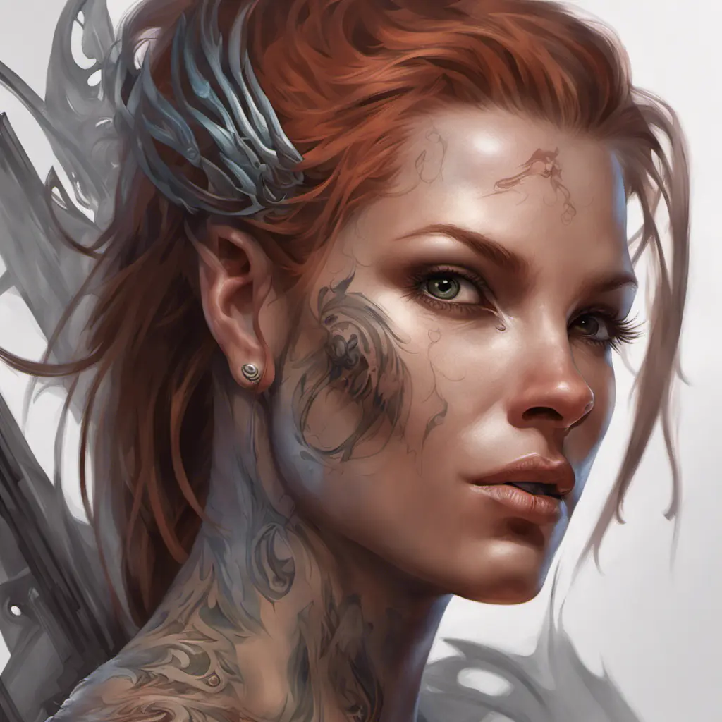 Matte portrait of Sarah Kerrigan with tattoos, 8k, Highly Detailed, Powerful, Alluring, Artstation, Magical, Digital Painting, Photo Realistic, Sharp Focus, Volumetric Lighting, Concept Art by Stanley Artgerm Lau, Alphonse Mucha, Greg Rutkowski