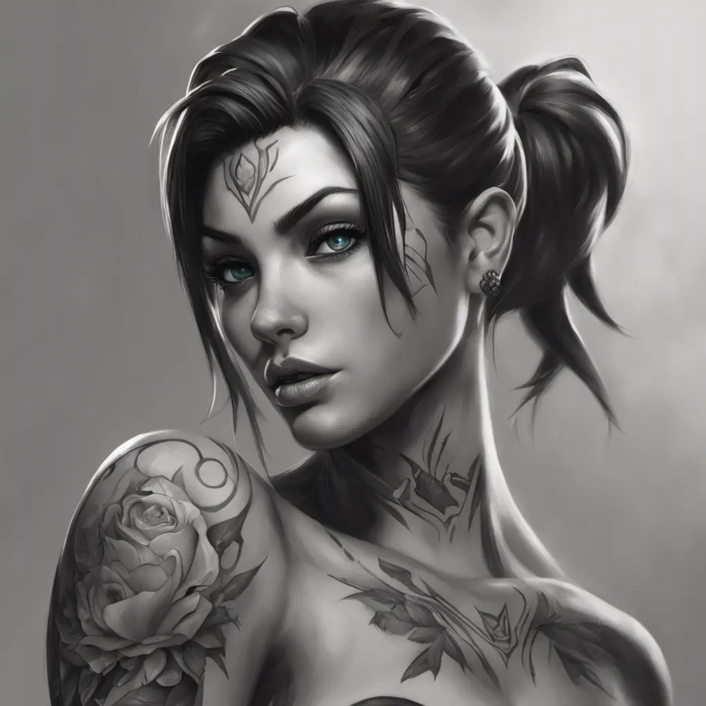 Matte portrait of Vex from League of Legends with tattoos, 8k, Highly Detailed, Powerful, Alluring, Artstation, Magical, Digital Painting, Photo Realistic, Sharp Focus, Volumetric Lighting, Concept Art by Stanley Artgerm Lau, Greg Rutkowski