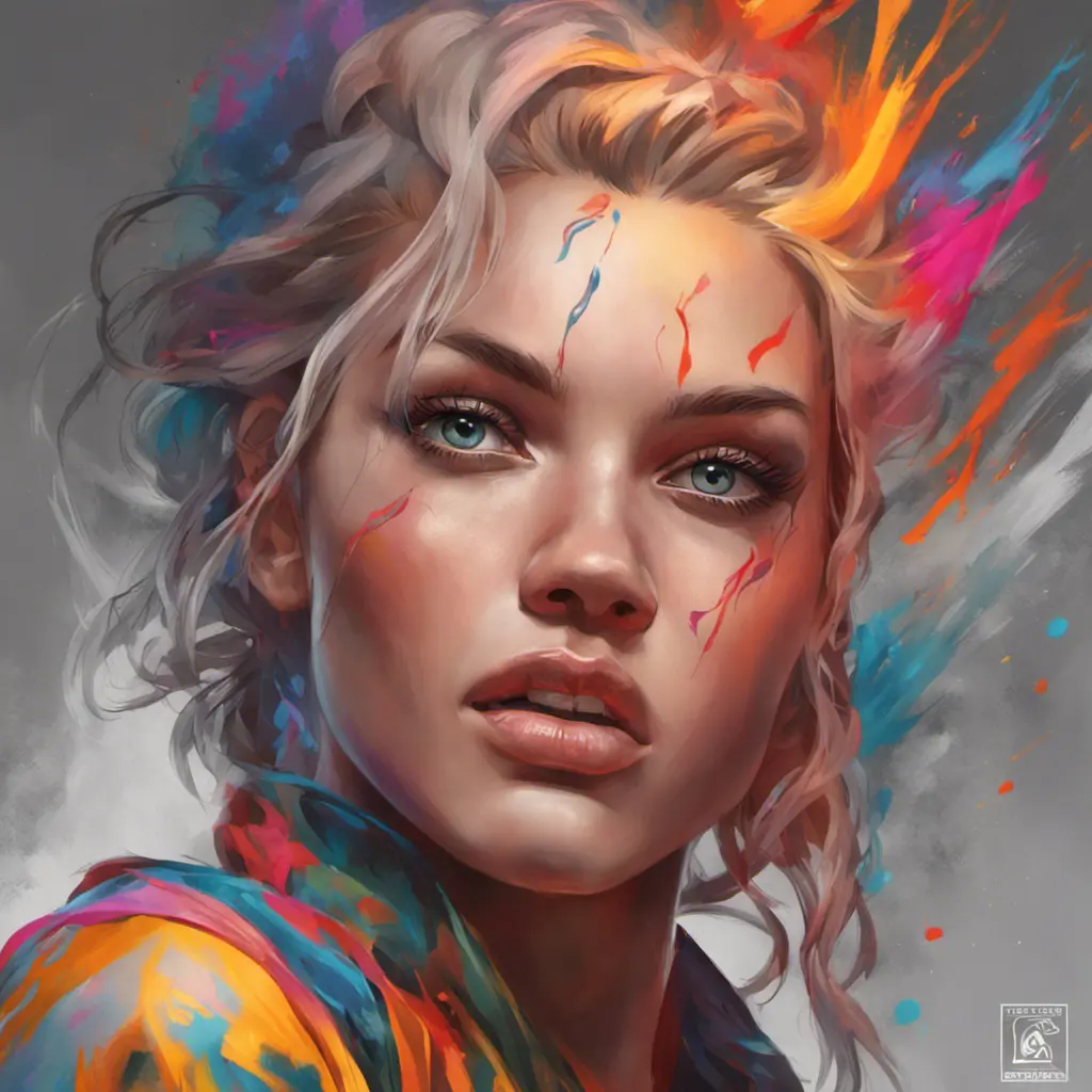 Anne marie, colorful painting on grey scale face, powerful, magic, thunders, dramatic lighting, intricate tattoos, wild, highly detailed, digital painting, artstation, concept art, smooth, sharp focus, illustration, art by artgerm and greg rutkowski and alphonse mucha, footage, 4k, Hyper Detailed