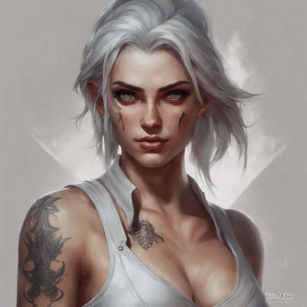 Matte portrait of Ciri with tattoos, 8k, Highly Detailed, Alluring, Artstation, Bokeh effect, Sharp Focus, Volumetric Lighting, Concept Art by Stanley Artgerm Lau, Greg Rutkowski