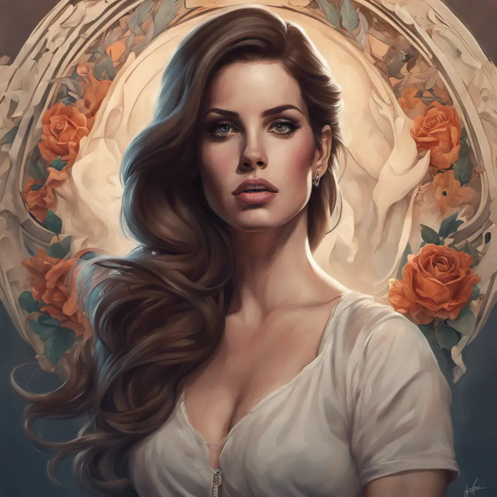 Matte portrait of Lana Del Rey with tattoos, 8k, Highly Detailed, Powerful, Alluring, Artstation, Magical, Digital Painting, Photo Realistic, Sharp Focus, Volumetric Lighting, Concept Art by Stanley Artgerm Lau, Alphonse Mucha, Greg Rutkowski