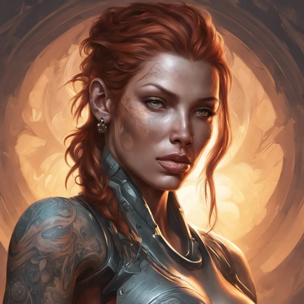 Matte portrait of Sarah Kerrigan with tattoos, 8k, Highly Detailed, Powerful, Alluring, Artstation, Magical, Digital Painting, Photo Realistic, Sharp Focus, Volumetric Lighting, Concept Art by Stanley Artgerm Lau, Alphonse Mucha, Greg Rutkowski