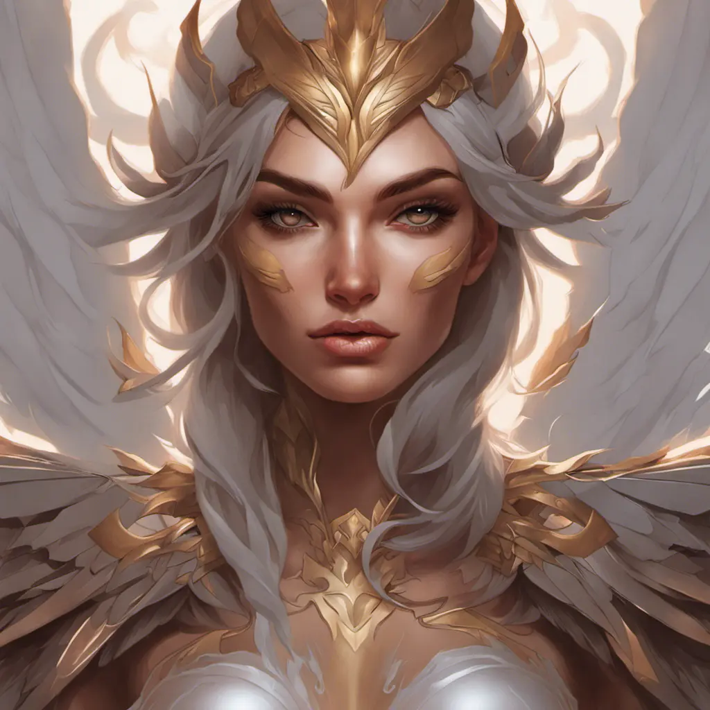 Matte portrait of Kayle with tattoos, 8k, Highly Detailed, Powerful, Alluring, Artstation, Magical, Digital Painting, Photo Realistic, Sharp Focus, Volumetric Lighting, Concept Art by Stanley Artgerm Lau, Alphonse Mucha, Greg Rutkowski