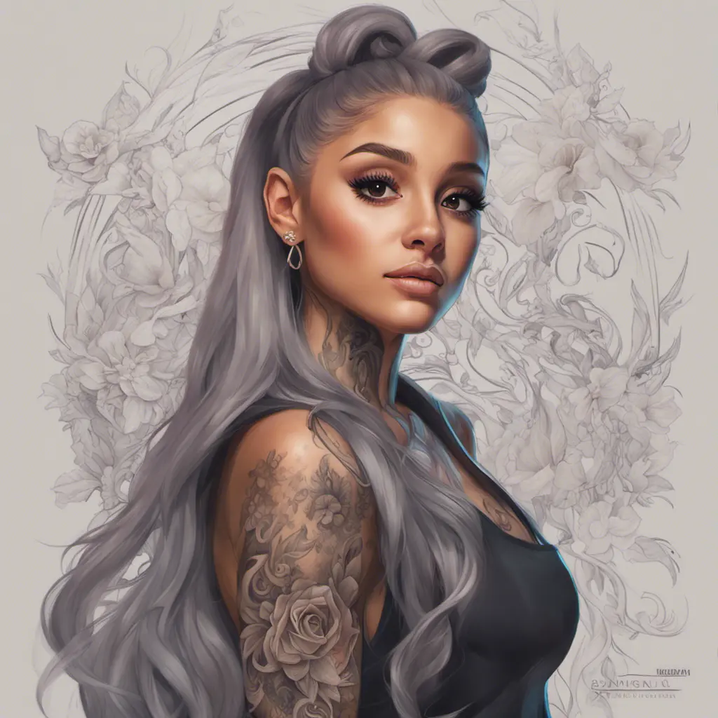 Matte portrait of Ariana Grande with tattoos, 8k, Highly Detailed, Powerful, Alluring, Artstation, Magical, Digital Painting, Photo Realistic, Sharp Focus, Volumetric Lighting, Concept Art by Stanley Artgerm Lau, Alphonse Mucha, Greg Rutkowski