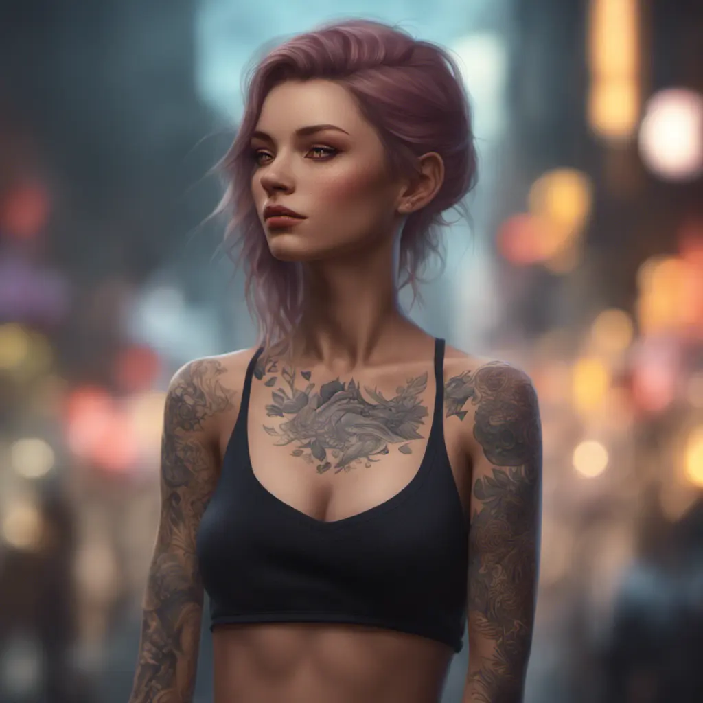 Matte portrait of Lyx with tattoos, 8k, Highly Detailed, Alluring, Artstation, Bokeh effect, Sharp Focus, Volumetric Lighting, Concept Art by Stanley Artgerm Lau, Greg Rutkowski