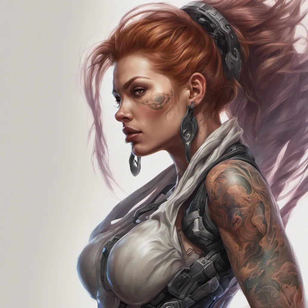 Matte portrait of Sarah Kerrigan with tattoos, 8k, Highly Detailed, Powerful, Alluring, Artstation, Magical, Digital Painting, Photo Realistic, Sharp Focus, Volumetric Lighting, Concept Art by Stanley Artgerm Lau, Alphonse Mucha, Greg Rutkowski