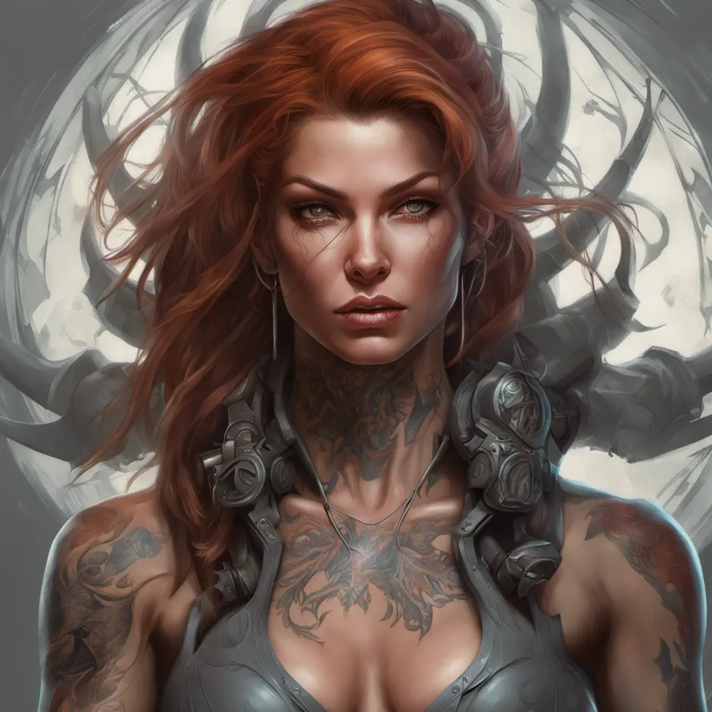 Matte portrait of Sarah Kerrigan with tattoos, 8k, Highly Detailed, Powerful, Alluring, Artstation, Magical, Digital Painting, Photo Realistic, Sharp Focus, Volumetric Lighting, Concept Art by Stanley Artgerm Lau, Alphonse Mucha, Greg Rutkowski