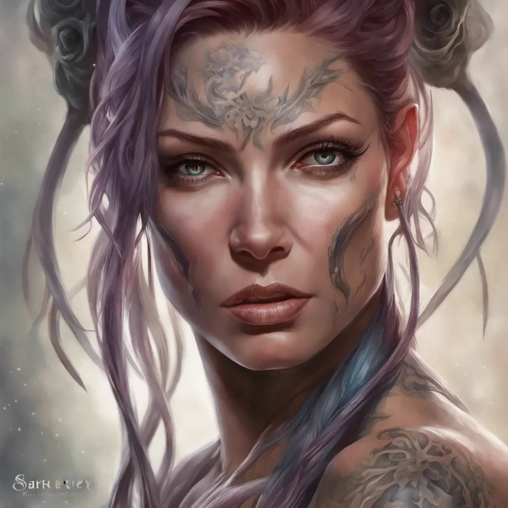 Matte portrait of Sarah Kerrigan with tattoos, 8k, Highly Detailed, Powerful, Alluring, Artstation, Magical, Digital Painting, Photo Realistic, Sharp Focus, Volumetric Lighting, Concept Art by Stanley Artgerm Lau, Alphonse Mucha, Greg Rutkowski