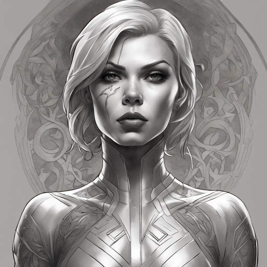 Matte portrait of Black Widow with tattoos, 8k, Highly Detailed, Powerful, Alluring, Artstation, Magical, Digital Painting, Photo Realistic, Sharp Focus, Volumetric Lighting, Concept Art by Stanley Artgerm Lau, Alphonse Mucha, Greg Rutkowski