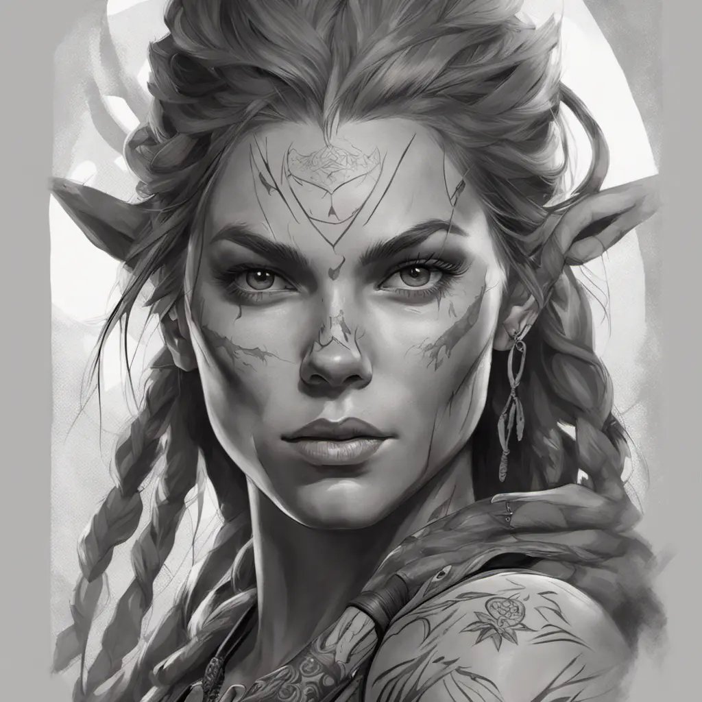 Matte portrait of Aloy with tattoos, 8k, Highly Detailed, Powerful, Alluring, Artstation, Magical, Digital Painting, Photo Realistic, Sharp Focus, Volumetric Lighting, Concept Art by Stanley Artgerm Lau, Alphonse Mucha, Greg Rutkowski