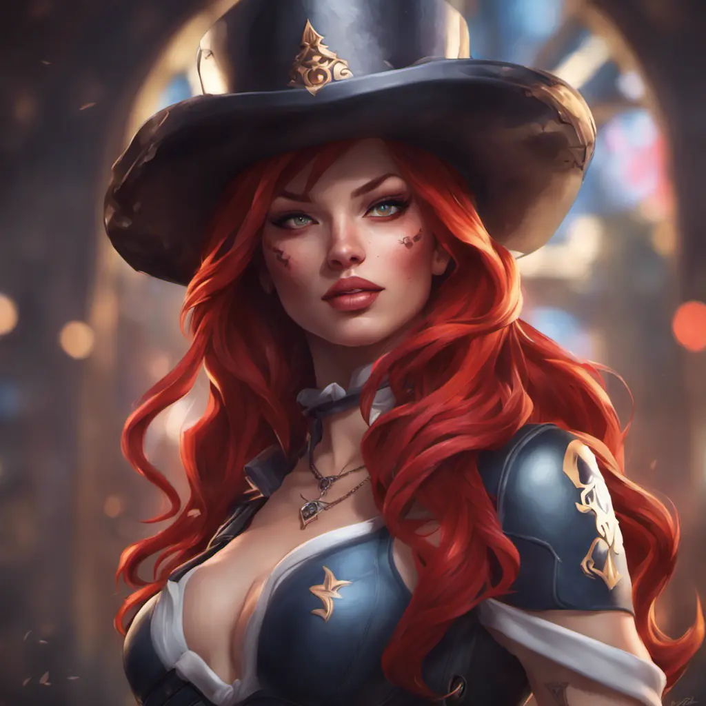 Matte portrait of Miss Fortune with tattoos, 8k, Highly Detailed, Alluring, Artstation, Bokeh effect, Sharp Focus, Volumetric Lighting, Concept Art by Stanley Artgerm Lau, Greg Rutkowski