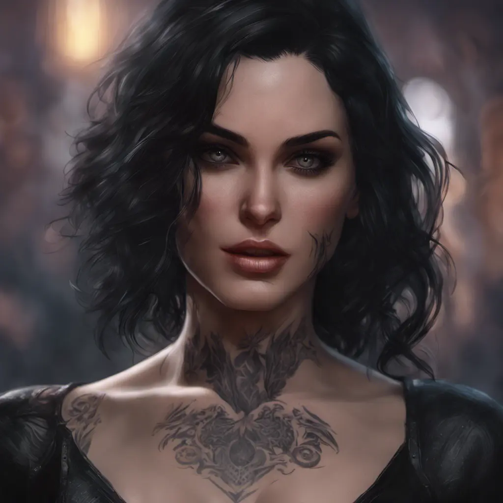 Matte portrait of Yennefer with tattoos, 8k, Highly Detailed, Alluring, Artstation, Bokeh effect, Sharp Focus, Volumetric Lighting, Concept Art by Stanley Artgerm Lau, Greg Rutkowski