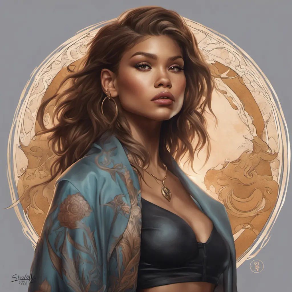 Matte portrait of Zendaya with tattoos, 8k, Highly Detailed, Powerful, Alluring, Artstation, Magical, Digital Painting, Photo Realistic, Sharp Focus, Volumetric Lighting, Concept Art by Stanley Artgerm Lau, Alphonse Mucha, Greg Rutkowski