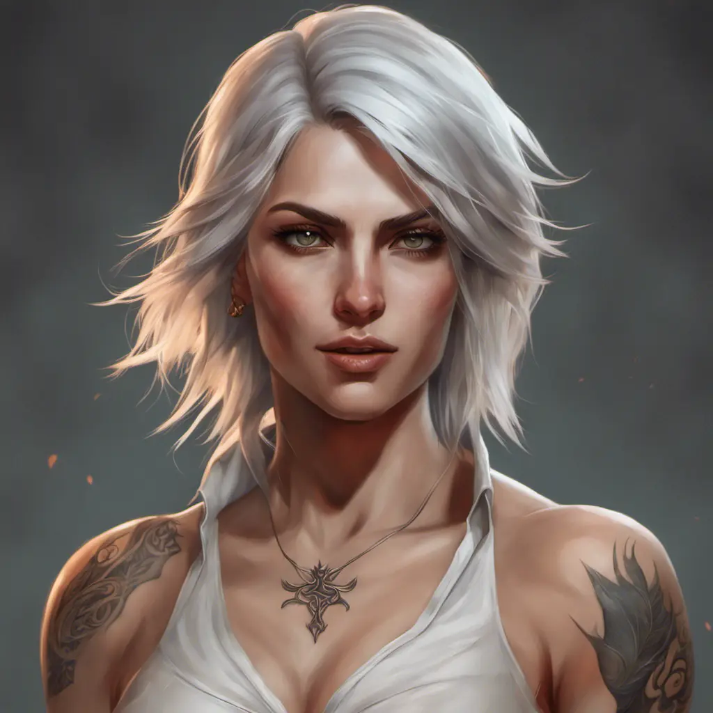 Matte portrait of Ciri with tattoos, 8k, Highly Detailed, Powerful, Alluring, Artstation, Magical, Digital Painting, Photo Realistic, Sharp Focus, Volumetric Lighting, Concept Art by Stanley Artgerm Lau, Alphonse Mucha, Greg Rutkowski