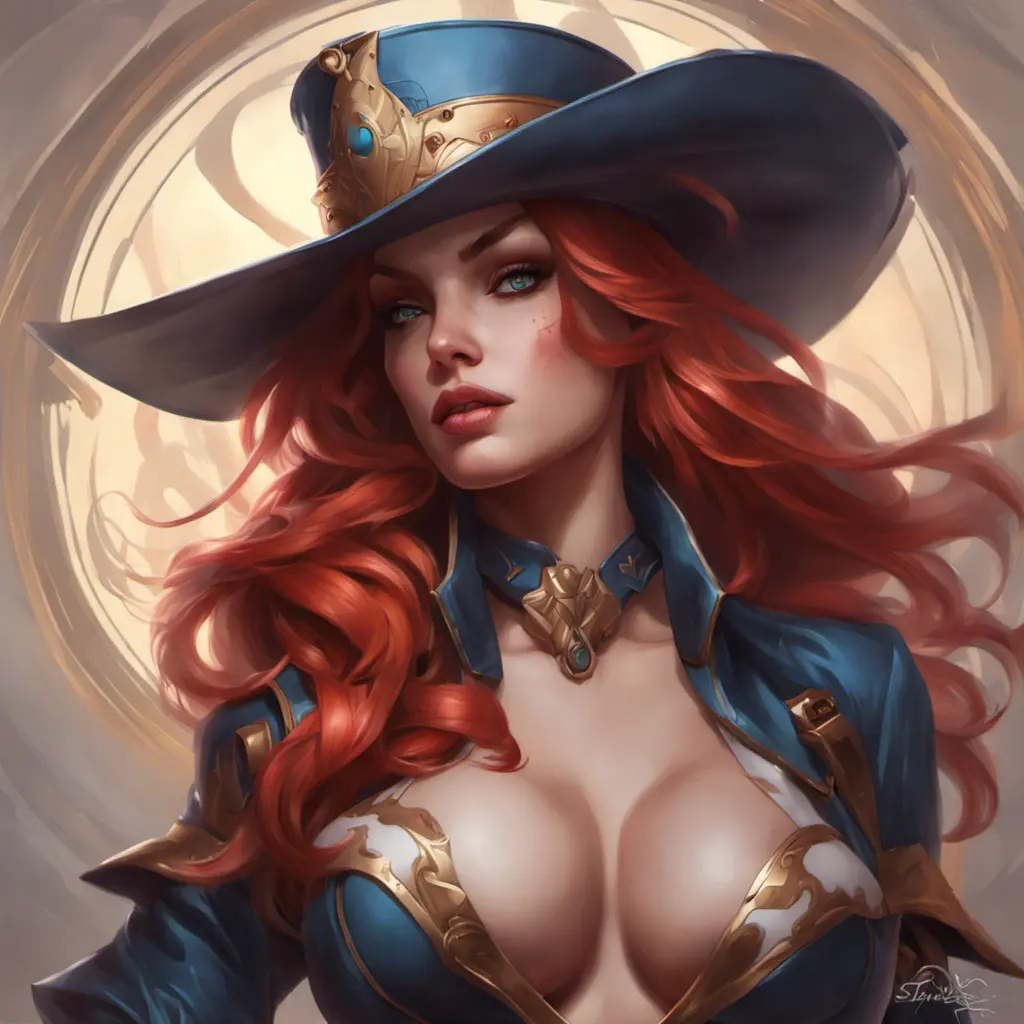 Matte portrait of Miss Fortune with tattoos, 8k, Highly Detailed, Alluring, Artstation, Magical, Digital Painting, Volumetric Lighting, Concept Art by Stanley Artgerm Lau, Alphonse Mucha, Greg Rutkowski