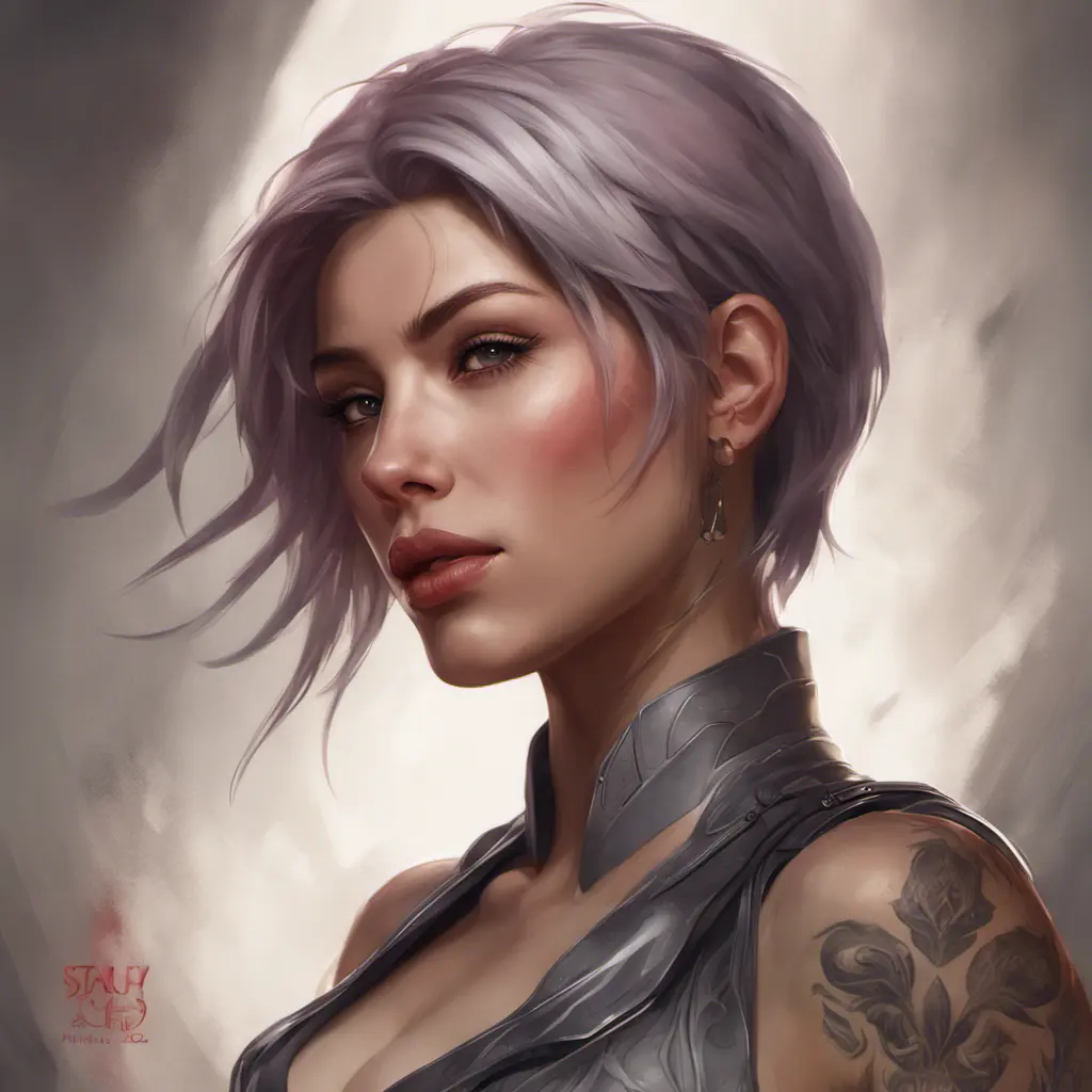 Matte portrait of Fiora with tattoos, 8k, Highly Detailed, Powerful, Alluring, Artstation, Magical, Digital Painting, Photo Realistic, Sharp Focus, Volumetric Lighting, Concept Art by Stanley Artgerm Lau, Alphonse Mucha, Greg Rutkowski