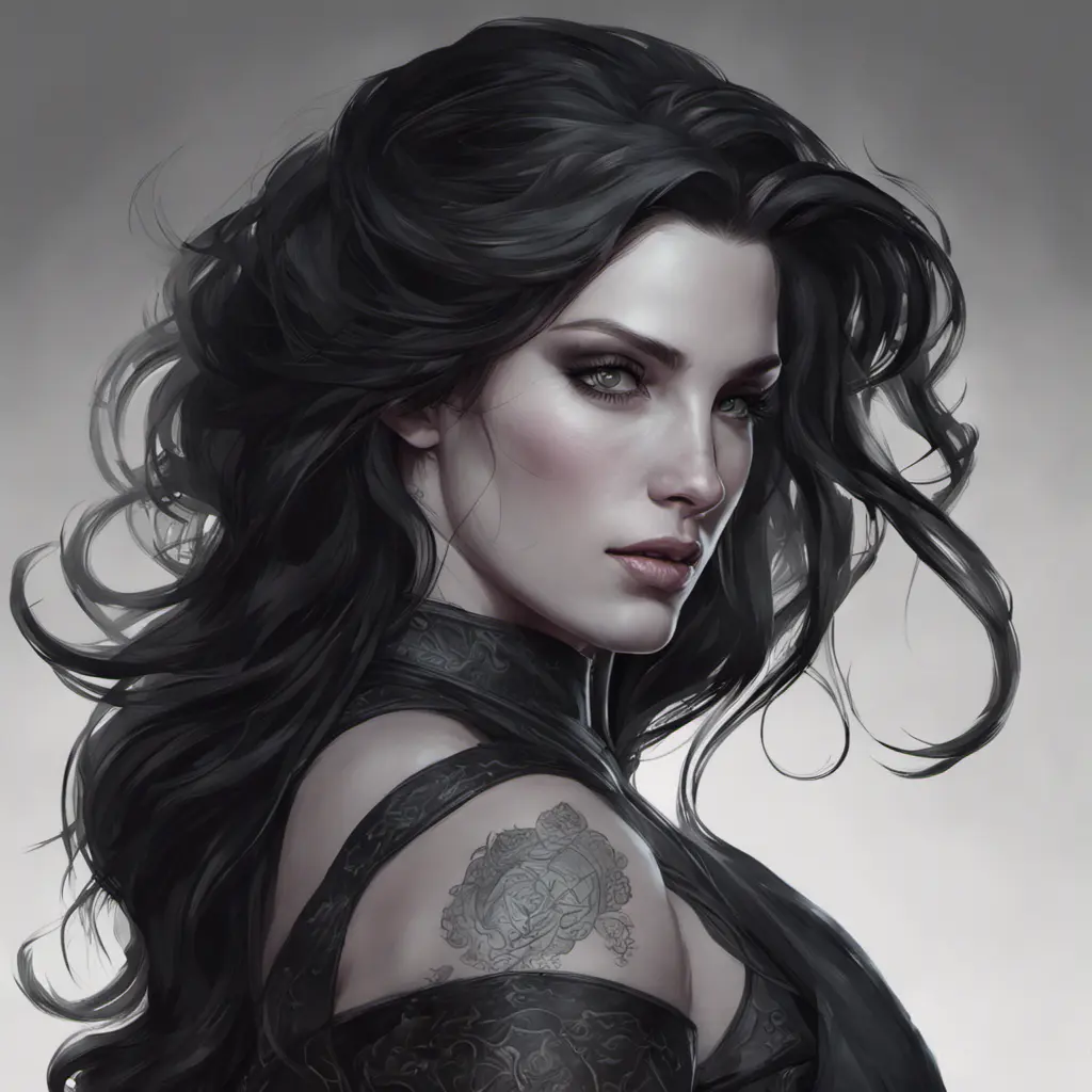 Matte portrait of Yennefer with tattoos, 8k, Highly Detailed, Powerful, Alluring, Artstation, Magical, Digital Painting, Photo Realistic, Sharp Focus, Volumetric Lighting, Concept Art by Stanley Artgerm Lau, Alphonse Mucha, Greg Rutkowski