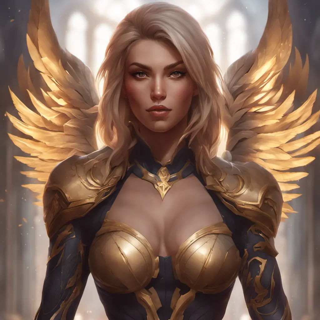 Matte portrait of Kayle with tattoos, 8k, Highly Detailed, Alluring, Artstation, Bokeh effect, Sharp Focus, Volumetric Lighting, Concept Art by Stanley Artgerm Lau, Greg Rutkowski