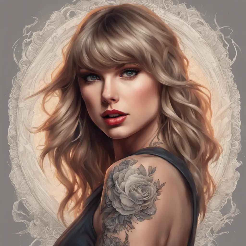 Matte portrait of Taylor Swift with tattoos, 8k, Highly Detailed, Powerful, Alluring, Artstation, Magical, Digital Painting, Photo Realistic, Sharp Focus, Volumetric Lighting, Concept Art by Stanley Artgerm Lau, Alphonse Mucha, Greg Rutkowski