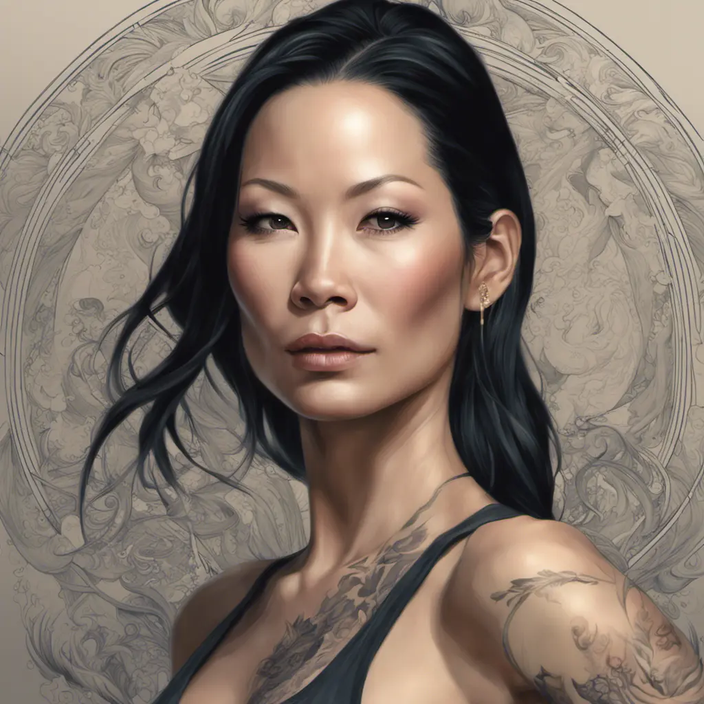 Matte portrait of Lucy Liu with tattoos, 8k, Highly Detailed, Powerful, Alluring, Artstation, Magical, Digital Painting, Photo Realistic, Sharp Focus, Volumetric Lighting, Concept Art by Stanley Artgerm Lau, Alphonse Mucha, Greg Rutkowski