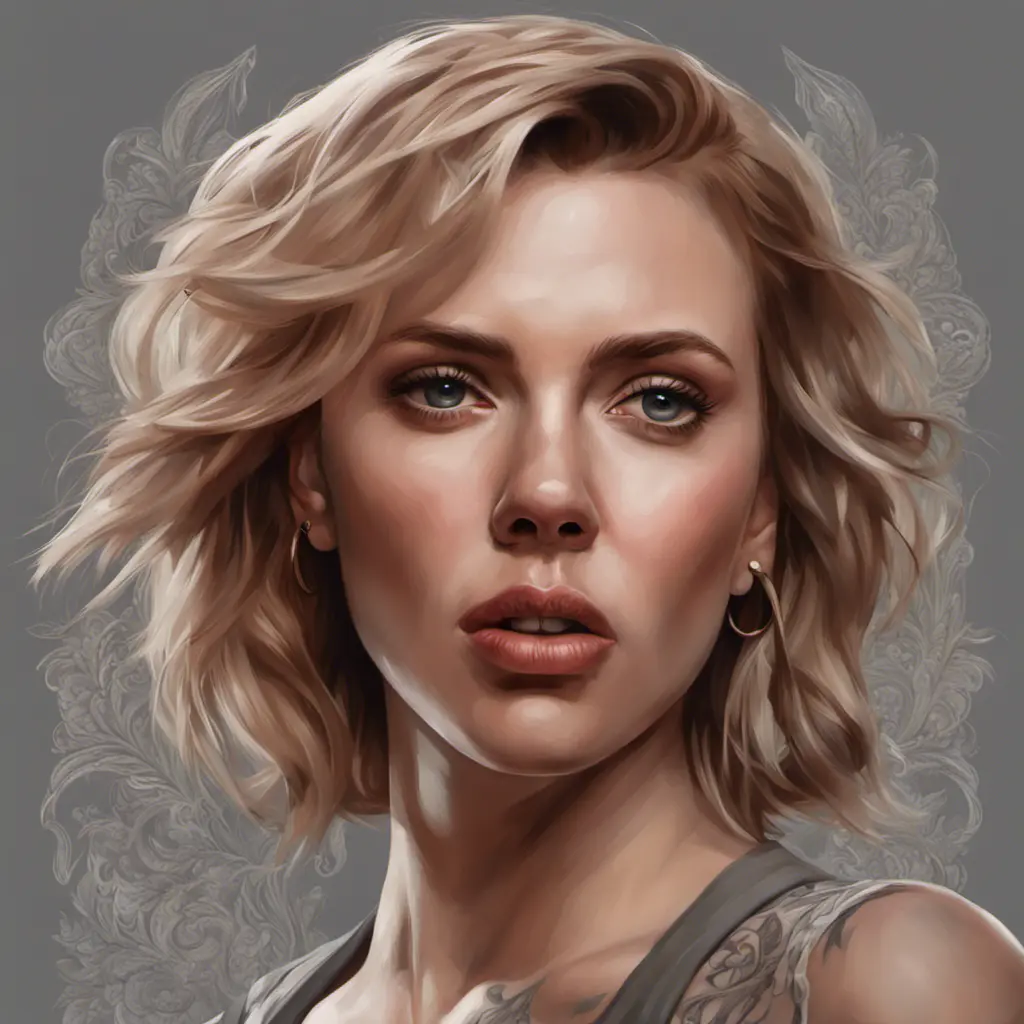 Matte portrait of Scarlett Johansson with tattoos, 8k, Highly Detailed, Powerful, Alluring, Artstation, Magical, Digital Painting, Photo Realistic, Sharp Focus, Volumetric Lighting, Concept Art by Stanley Artgerm Lau, Alphonse Mucha, Greg Rutkowski