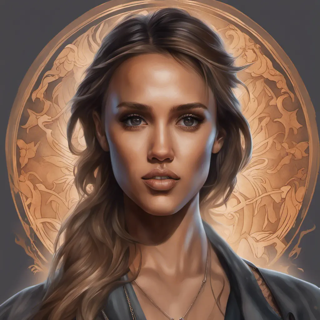 Matte portrait of Jessica Alba with tattoos, 8k, Highly Detailed, Powerful, Alluring, Artstation, Magical, Digital Painting, Photo Realistic, Sharp Focus, Volumetric Lighting, Concept Art by Stanley Artgerm Lau, Alphonse Mucha, Greg Rutkowski