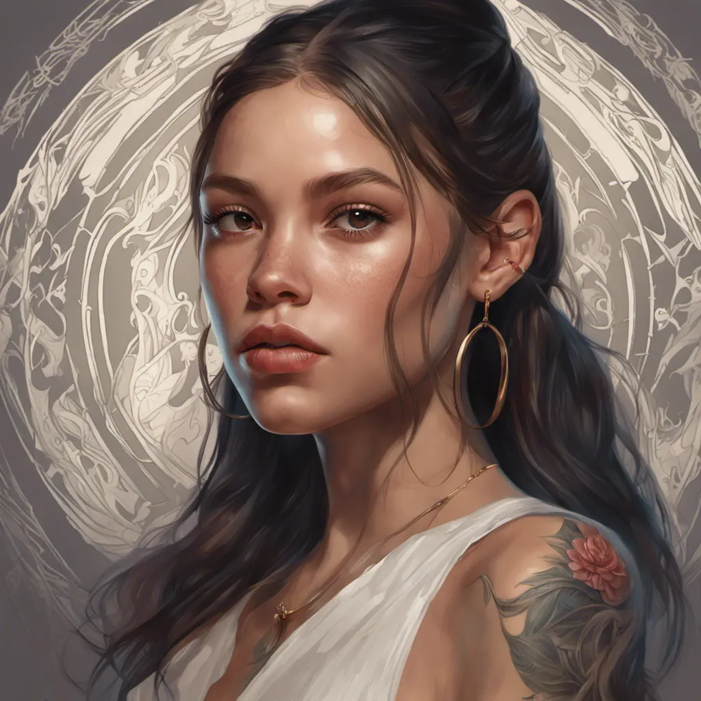 Matte portrait of Olivia Rodrigo with tattoos, 8k, Highly Detailed, Powerful, Alluring, Artstation, Magical, Digital Painting, Photo Realistic, Sharp Focus, Volumetric Lighting, Concept Art by Stanley Artgerm Lau, Alphonse Mucha, Greg Rutkowski