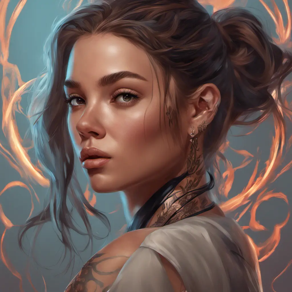 Matte portrait of Olivia Rodrigo with tattoos, 8k, Highly Detailed, Powerful, Alluring, Artstation, Magical, Digital Painting, Photo Realistic, Sharp Focus, Volumetric Lighting, Concept Art by Stanley Artgerm Lau, Alphonse Mucha, Greg Rutkowski