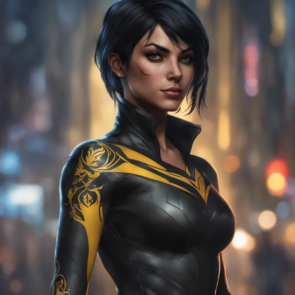 Matte portrait of Cassandra Cain with tattoos, 8k, Highly Detailed, Alluring, Artstation, Bokeh effect, Sharp Focus, Volumetric Lighting, Concept Art by Stanley Artgerm Lau, Greg Rutkowski