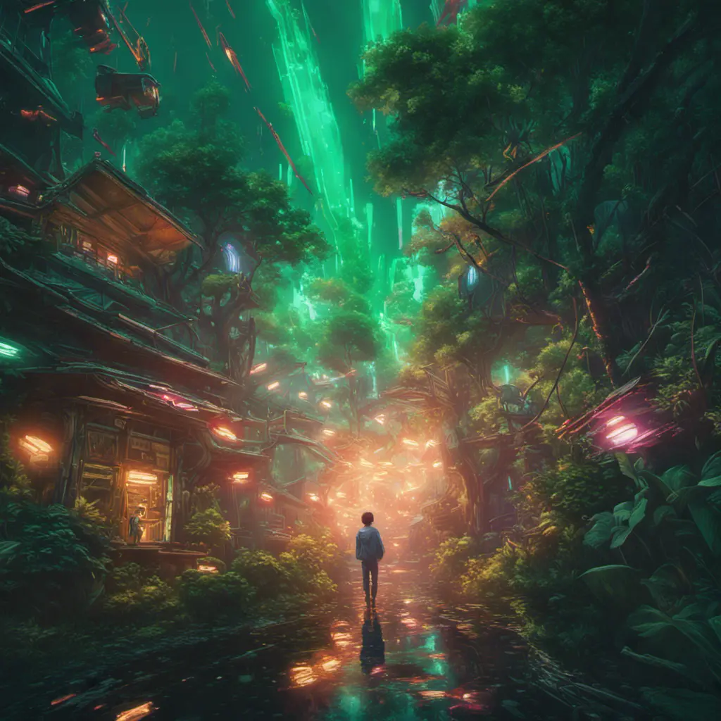 Studio ghibli, rocket explosion, jungle, solar, green technology, optimist future, 8k, Bokeh effect, Cinematic Lighting, Iridescence, Vibrant by Beeple, Dan Mumford, Greg Rutkowski, WLOP