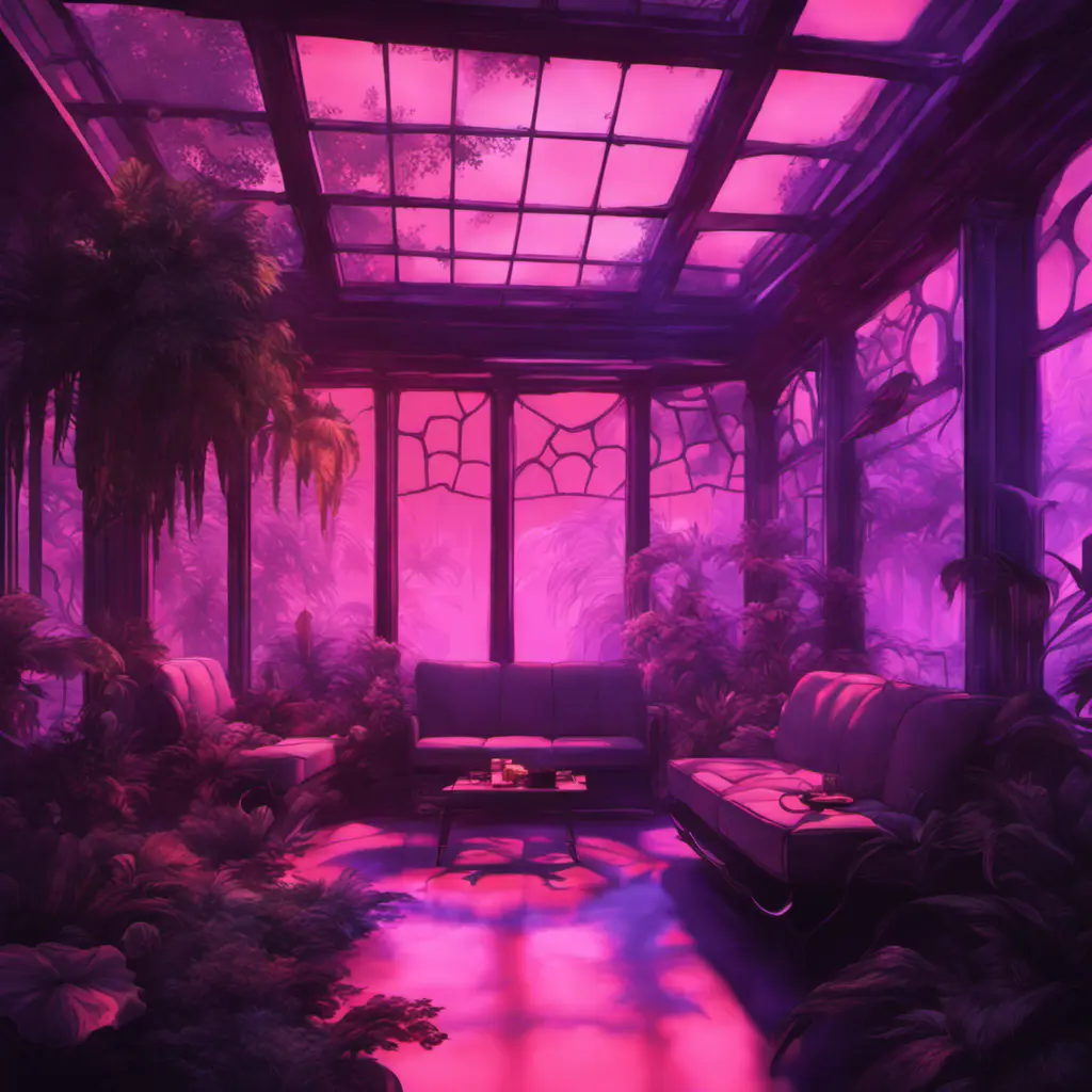 A beautiful render of city sunroom by georgia o'keeffe, galactic alien synthwave rainforest noir thermal imaging myst uv light, flowers, Highly Detailed, Cinematic Lighting, Neon, Concept Art