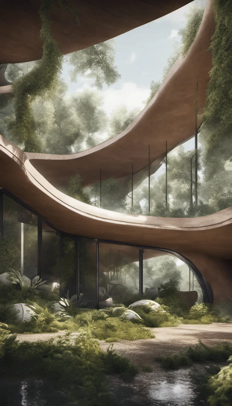 Beautiful futuristic organic house made from imaginary plants in a forest, 8k, Award-Winning, Highly Detailed, Beautiful, Epic, Octane Render, Unreal Engine, Radiant, Volumetric Lighting by WLOP