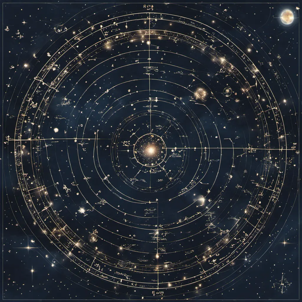 Starmap of celestial constellations, Digital Illustration