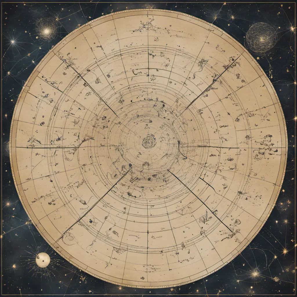 Starmap of celestial constellations, Digital Illustration